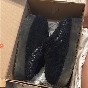 Women's Black Shearling Platform Shoes